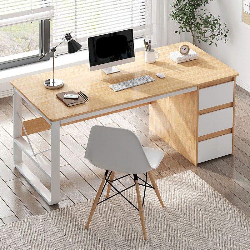 Modern Rectangular Office Desk Home Office Writing Desk with Drawers