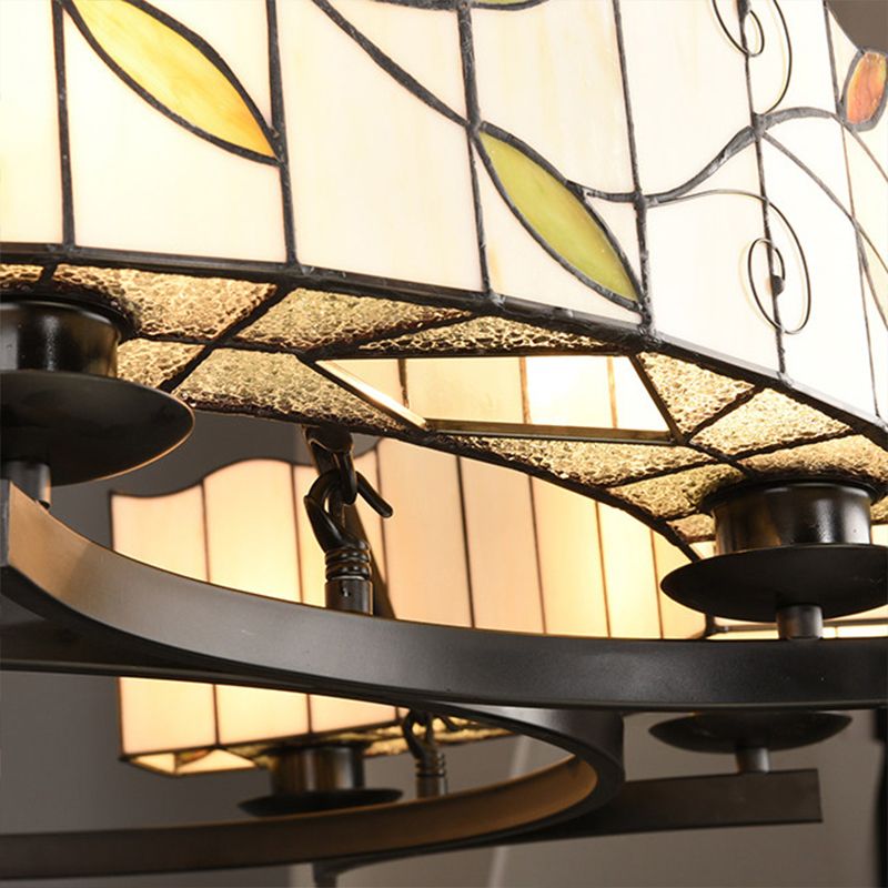 2 livelli di sospensione fogliare lampadario a catena metallica tradizionale lampadario tradizionale in finitura nera
