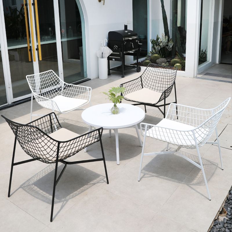 Modern Dining Side Chair Iron Removable Cushion Outdoor Bistro Chairs