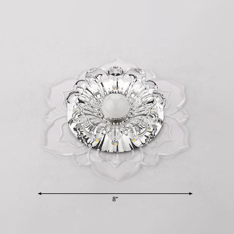 Blossom Shade Crystal Flush Light Modern Style Clear LED Flush Ceiling Light for Foyer