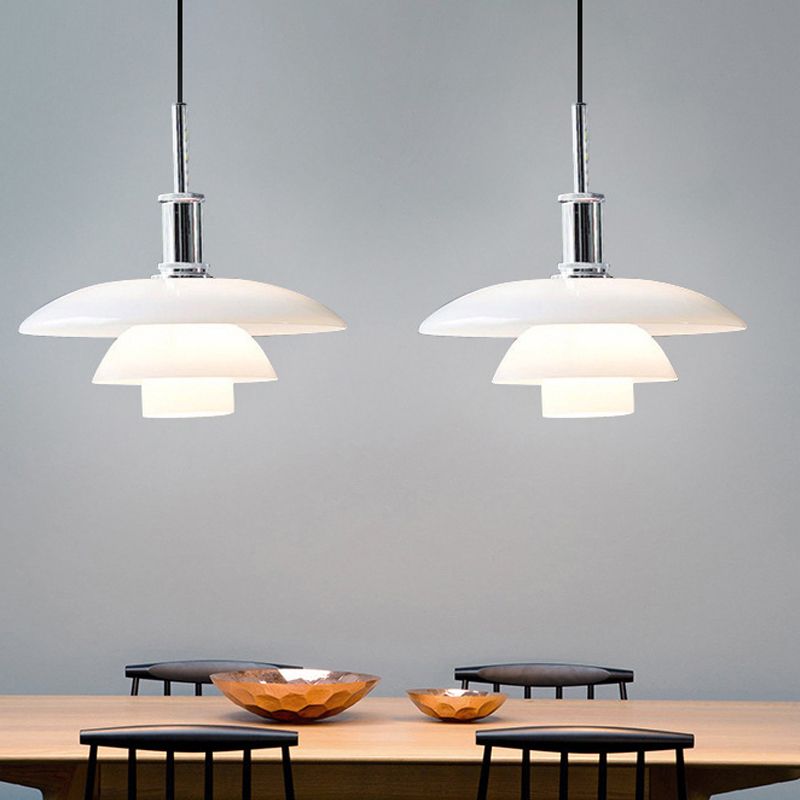 3-stufige Suspension Licht modernistisches weißes Glas 1 Glühbirnenlampe Lampe für Wohnzimmer