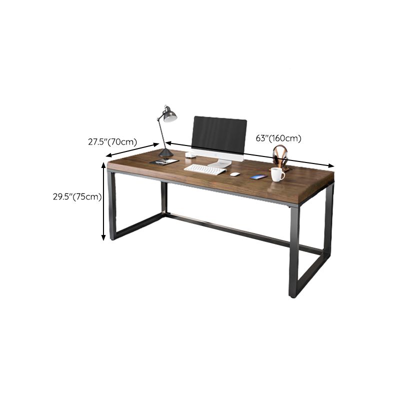 Rectangular Solid Wood Writing Desk Industrial with Metal Legs