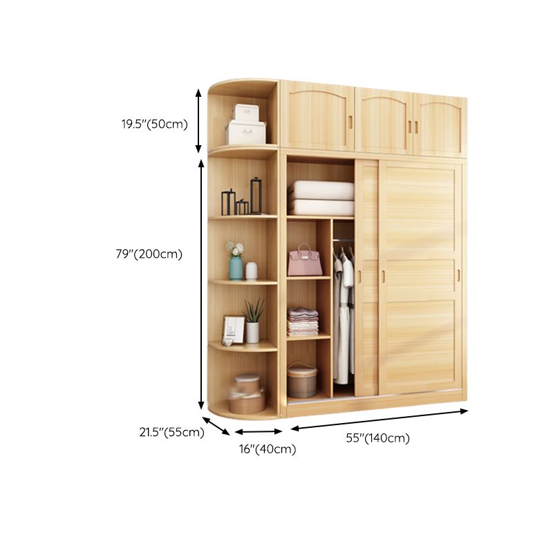 Solid Wood Wardrobe Armoire Contemporary Wardrobe Armoire with Doors