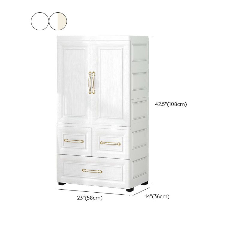 Contemporary Youth Armoire with Garment Rod Plastic Bedroom Armoire