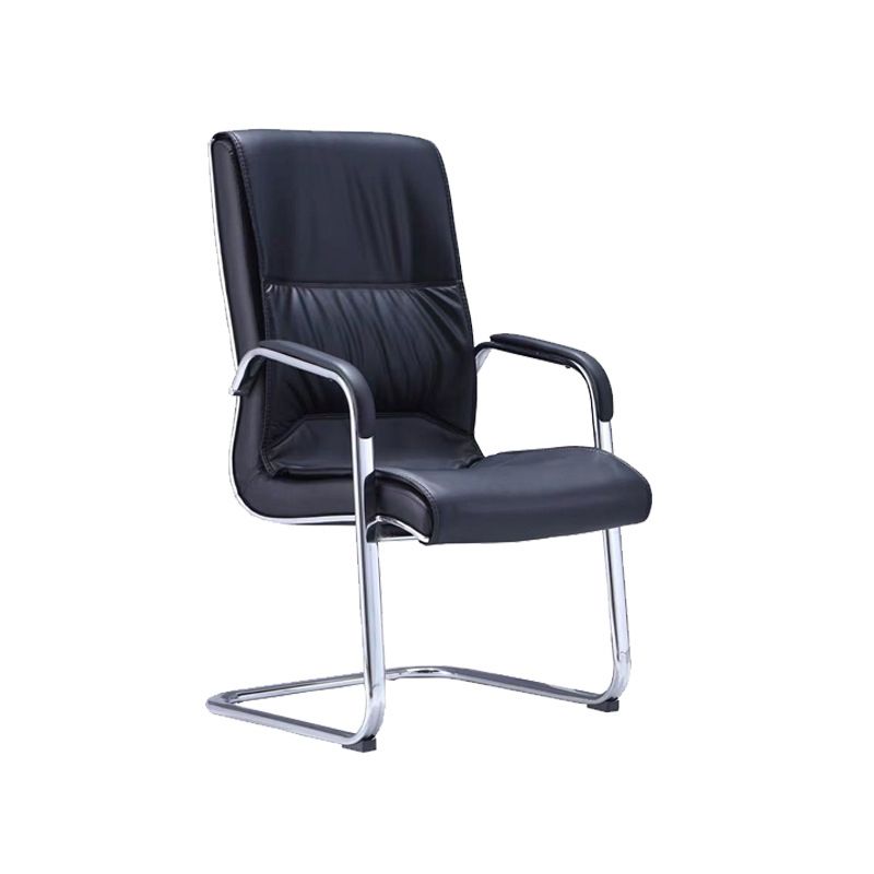 Middle/High Back Ergonomic Task Chair Fixed Arms Leather Desk Chair