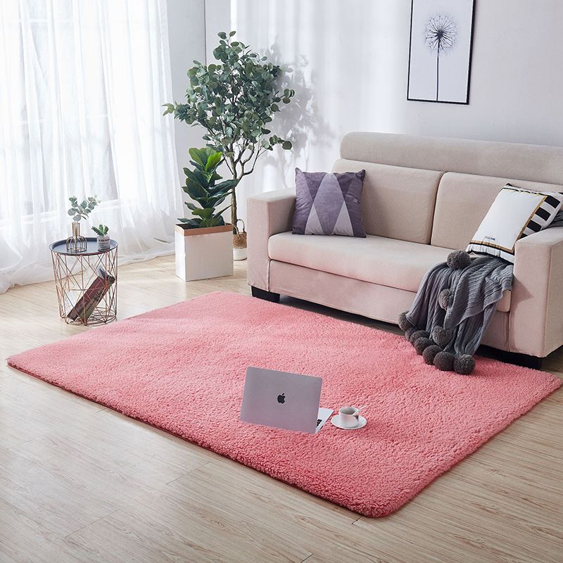 Multi-Colored Plain Rug Synthetics Minimalist Carpet Pet Friendly Anti-Slip Backing Indoor Rug for Living Room