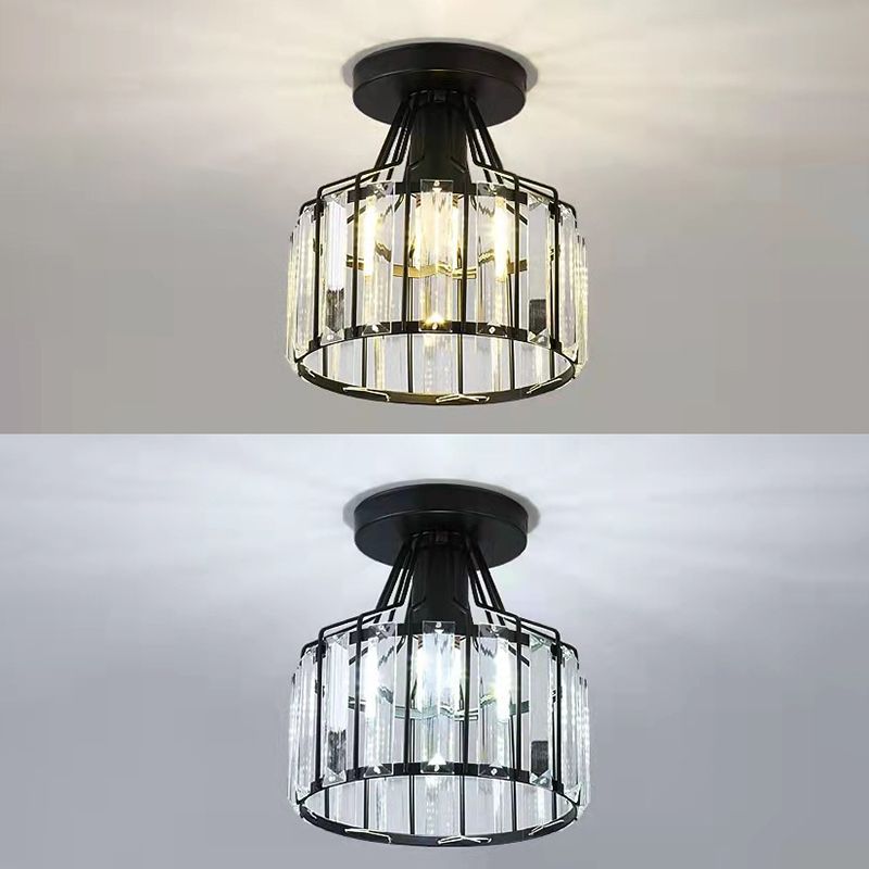 Crystal Cylinder Semi Mount Lighting Simplicity 1 Light Semi Flush Mount