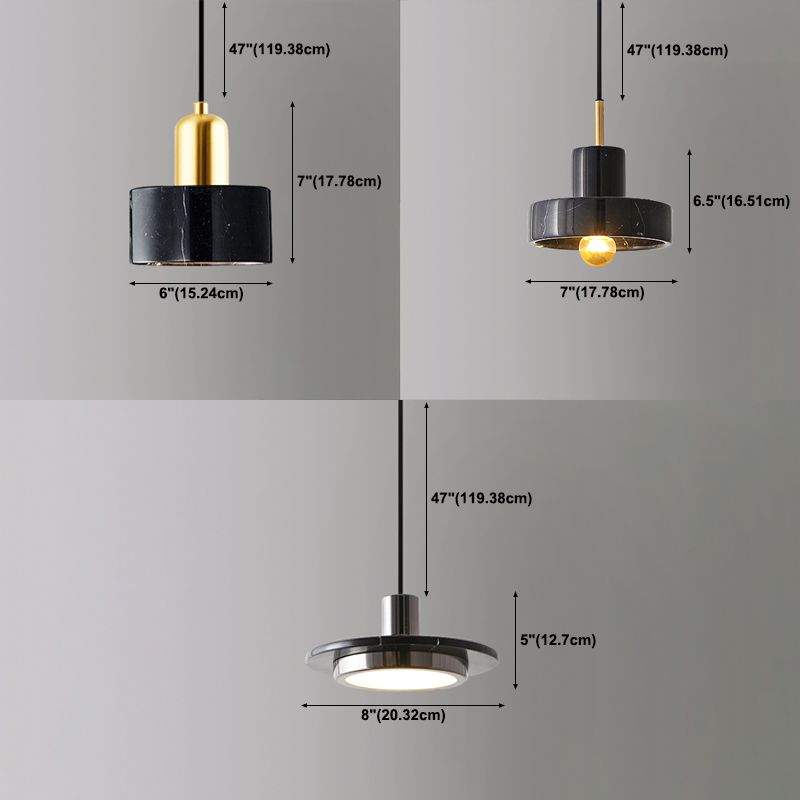 Modern Hanging Light Fixture 1-Light Pendant Lamp with Stone Shade for Bedroom