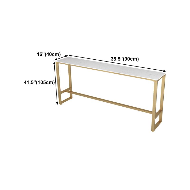 Stone Top Bar Table Traditional Luxury Rectangle Bar Table with Trestle Base