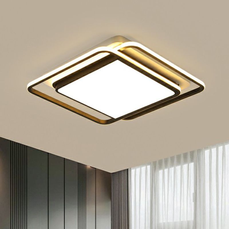 Square LED Deckenmontage Befestigung Nordic Acryl Schlafzimmer Flush Mount Beleuchtung in Schwarz