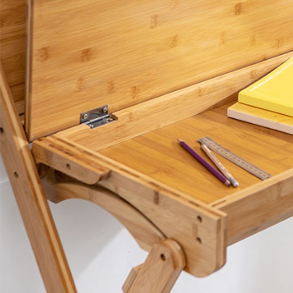 Natural Writing Desk in Solid Wood Foldable Student Table & Chair