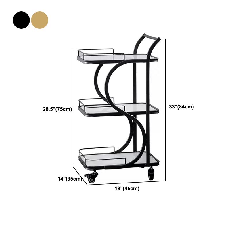 Modern Style Metal Prep Table Rolling Marble Prep Table with Open Storage