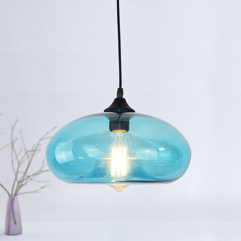 Doughnut Blue Glass Pendant Lighting Modernism 1 Head Living Room Hanging Lamp