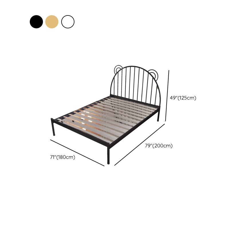 Metal Standard Bed with Open Frame Headboard Scandinavian Panel Bed