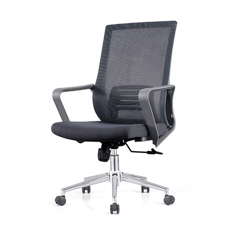 Modern Fixed Arms Computer Chair with Wheels Mid-Back Office Chair