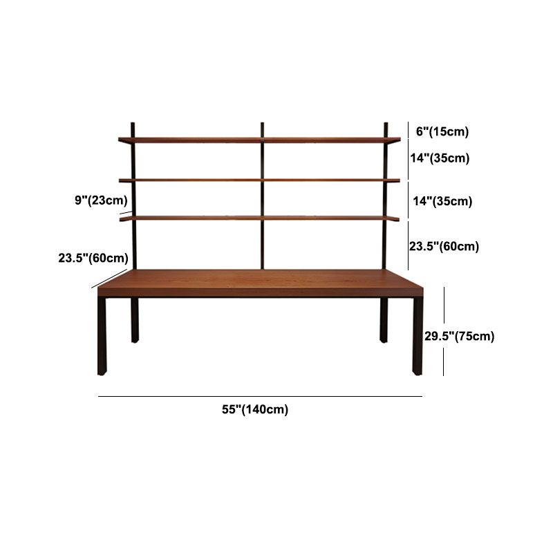 Modern Solid Wood Office Desk Rectangular Home Writing Desk in Brown