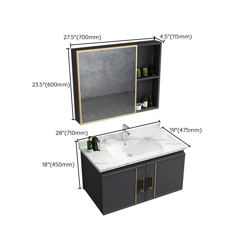 Modern Bathroom Vanity Set Wall Mount Bathroom Sink Vanity with Mirror