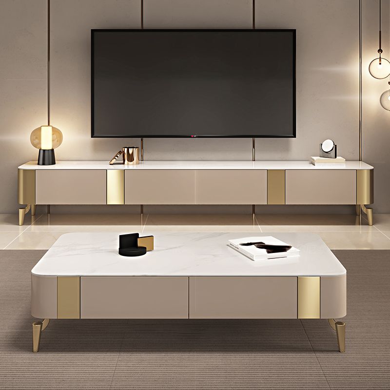 Contemporary TV Stand Console Stone TV Media Console with Drawers