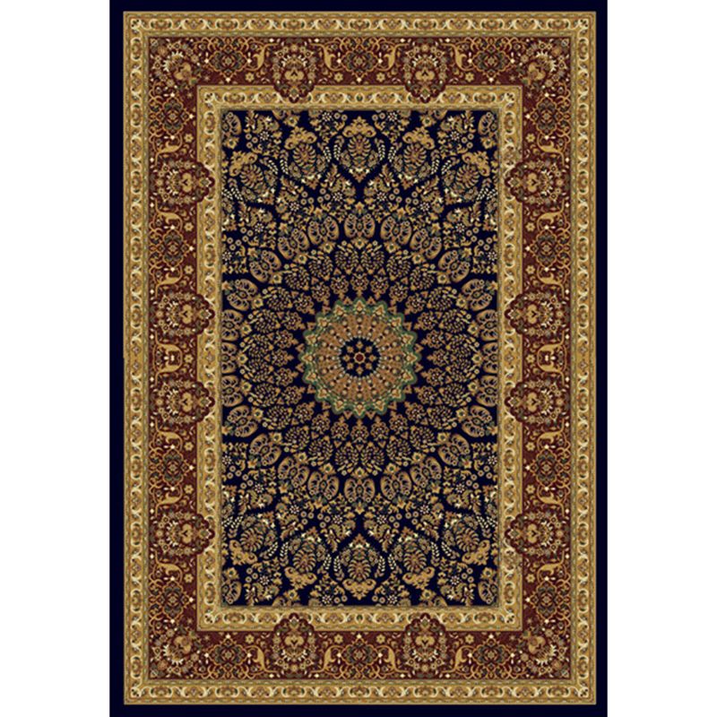 Red Tone Luxury Area Rug Polyester Medallion Rug Non-Slip Backing Indoor Rug for Home Decoration