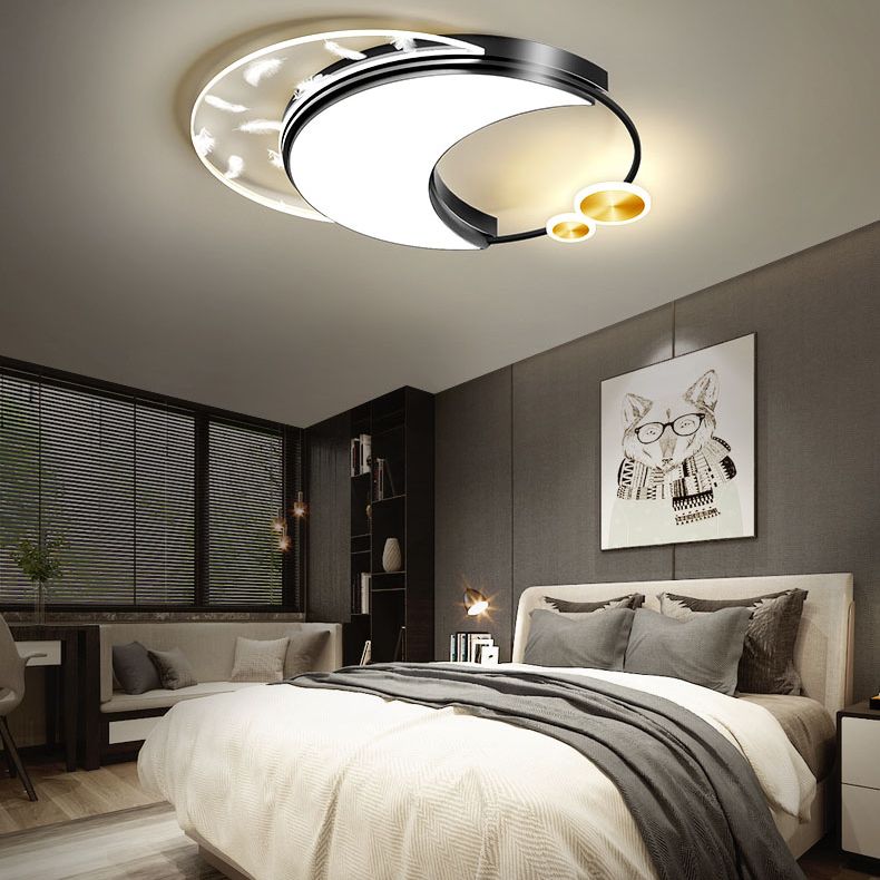 Langwerpig veer LED -plafondlicht in moderne creatieve stijl acrylspoeling met acrylschaduw