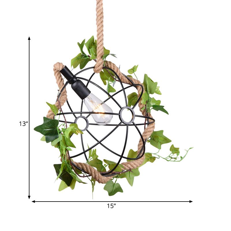Ristorante globale giù illuminazione industriale in metallo 1 pianta a led neri pianta appesa al soffitto