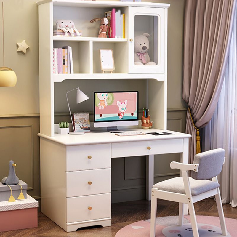 Writing Desk with Bookshelf 23.6"W Kids Desk Solid Wood Child Desk