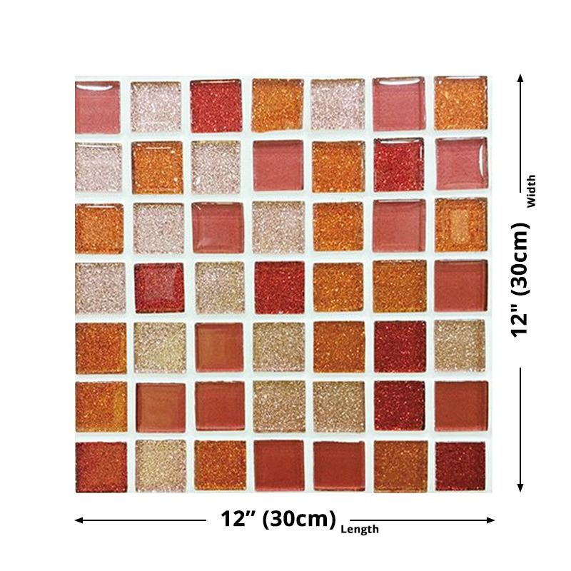 Modern Faux Mosaic Tile Wallpapers in Orange Peel and Paste Wall Decor for Bathroom