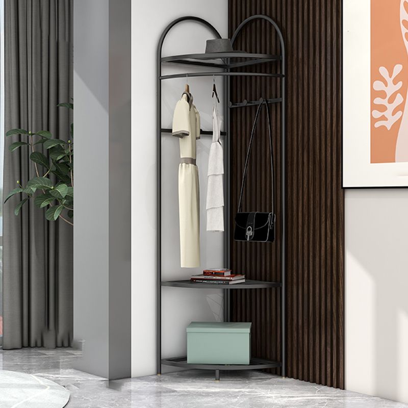 Modern Metallic Coat Hanger Free Standing Entry Coat Rack with Hooks