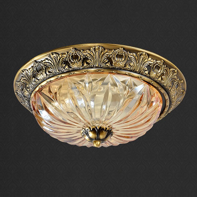 Antique laiton bol plafonnier traditionnel sculpté verre couloir encastré luminaire