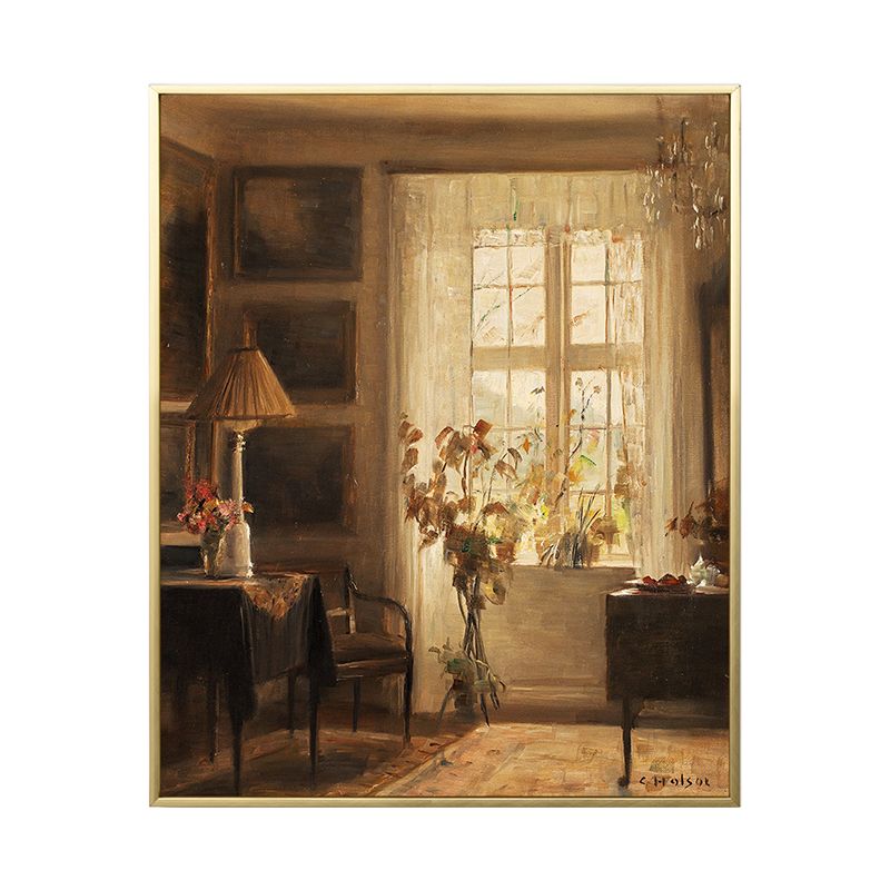 Vintage House Interiors Canvas Art Dark Color Still Life Painting for Dining Room