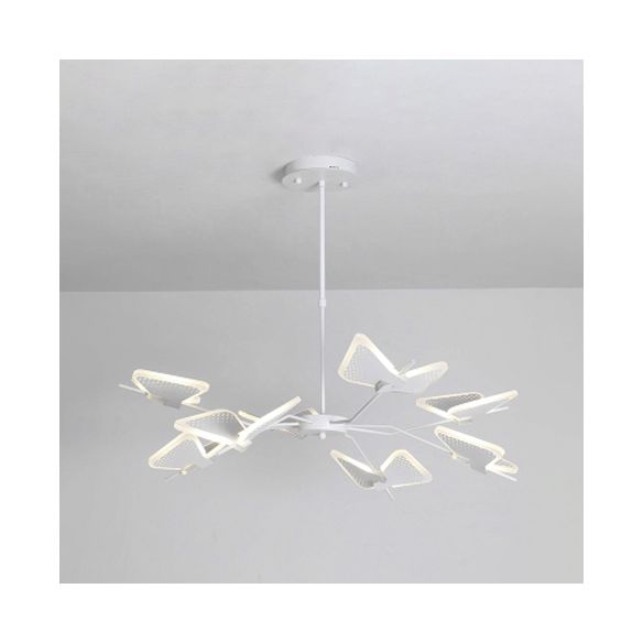 3/6/8 Lights Bedroom Chandelier with Butterfly Acrylic Shade Gold/White Hanging Ceiling Pendant