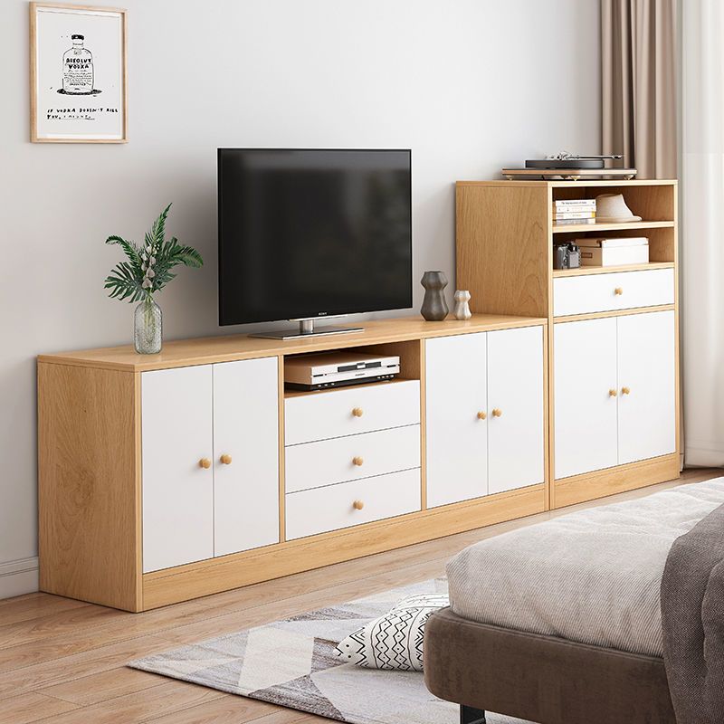 Scandinavian Style Wood TV Stand Open Storage TV Stand Console with Shelves