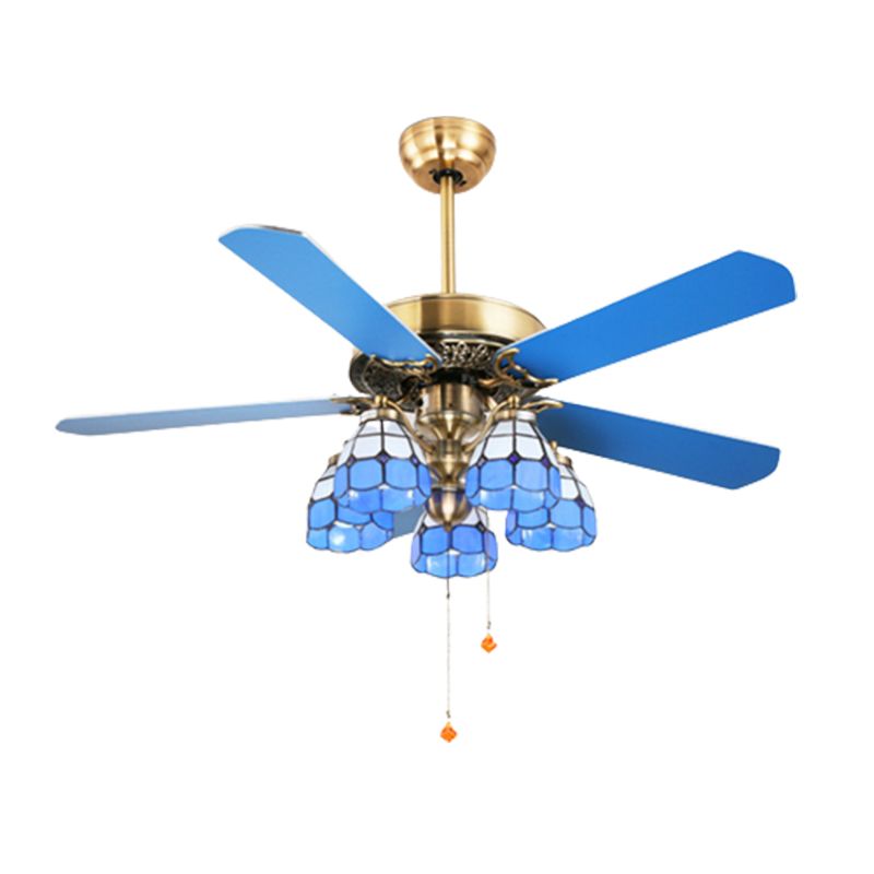 Mediterranean Style Ceiling Fan Lamp Circle Shape Ceiling Fan Light for Bedroom