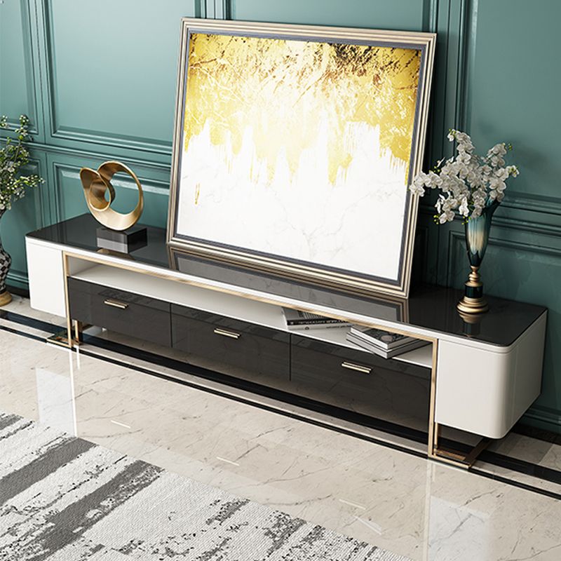 Wood and Glass TV Cabinet Modern Minimalist Home TV Stand Console