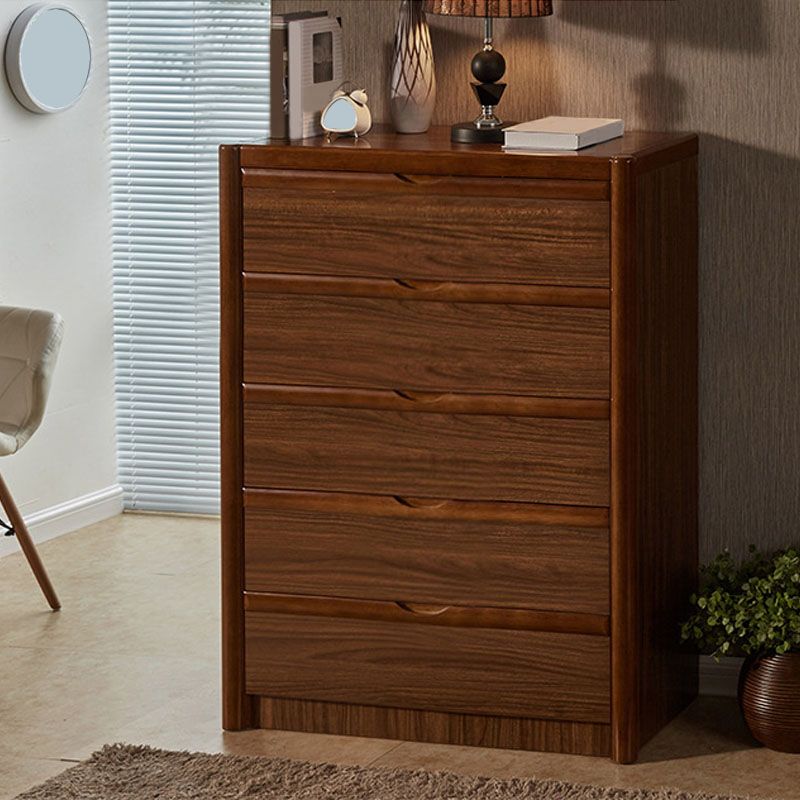 Brown Storage Chest Dresser Traditional Style Solid Wood Double Dresser with Drawers