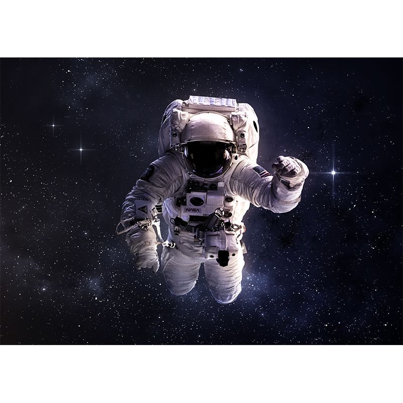 Black Stars and Astronaut Mural Wallpaper for Decoration Sci-Fi Living Room Wall Art