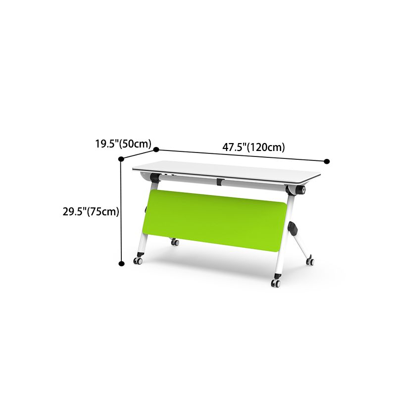 White Folding Office Desk Modern Wooden Training Desk with Wheels