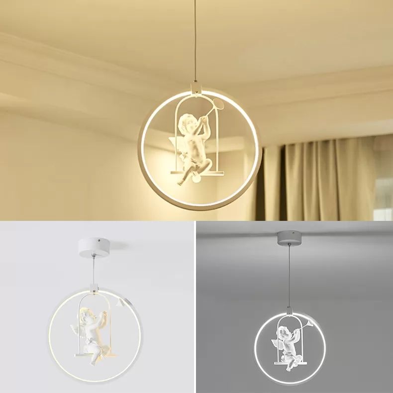 Resin Angel Acrylic Pendant Light Dining Room Modern Pendant Lamp in White