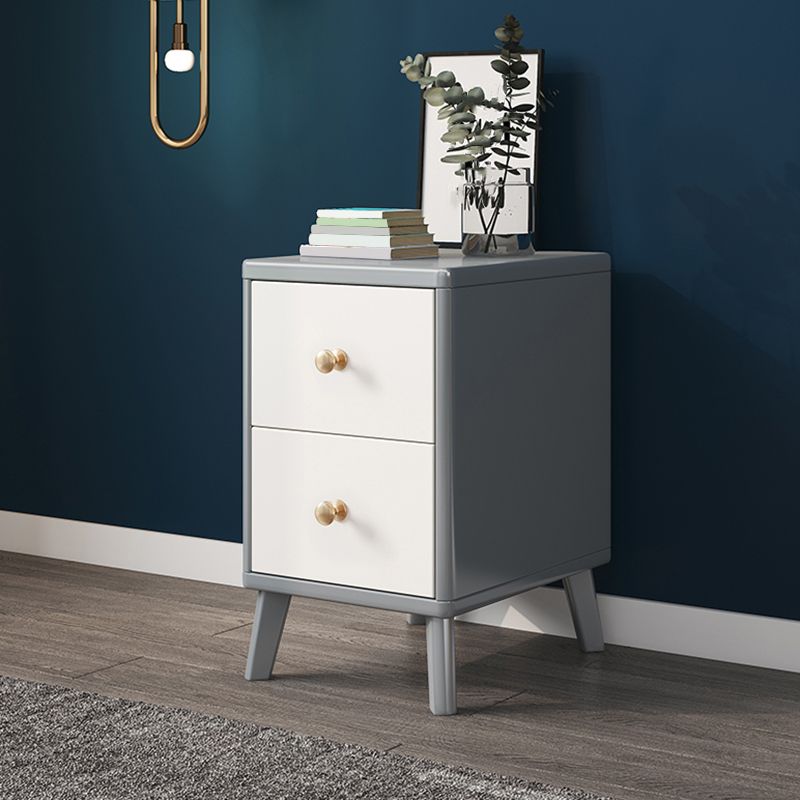 Solid Wood Nightstand Modern 2-Drawer Storage 20 Inch H Night Table with Legs