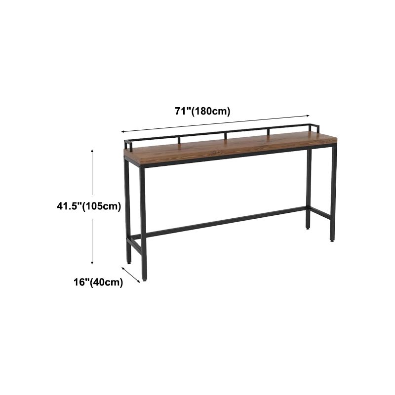 Table à manger à barres moderne rectangle Rectangle Base de bar à trémestre Base de fer Trestle en marron