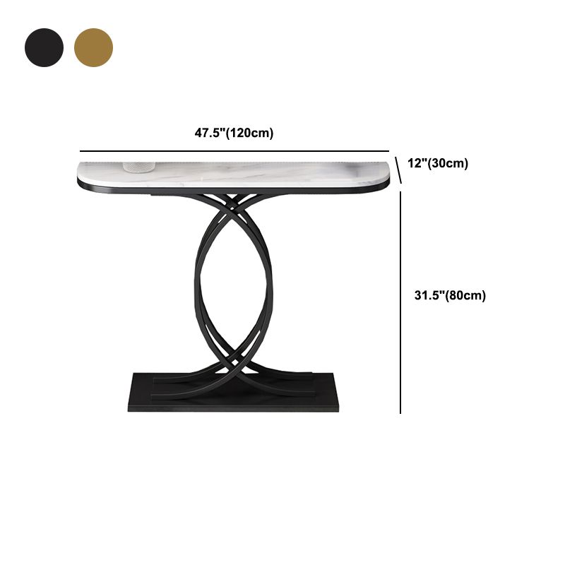 Stain Resistant Rectangular Top Glam Slate/metal Console Table