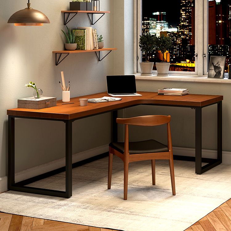 29.25 Inch Height Contemporary Office Desk L-Shape Solid Wood Writing Desk