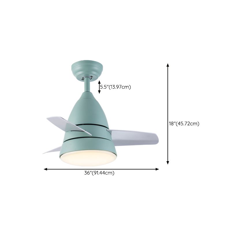 Modern Simple Ceiling Fan Lamp Cone Shape LED Ceiling Fan Light for Bedroom