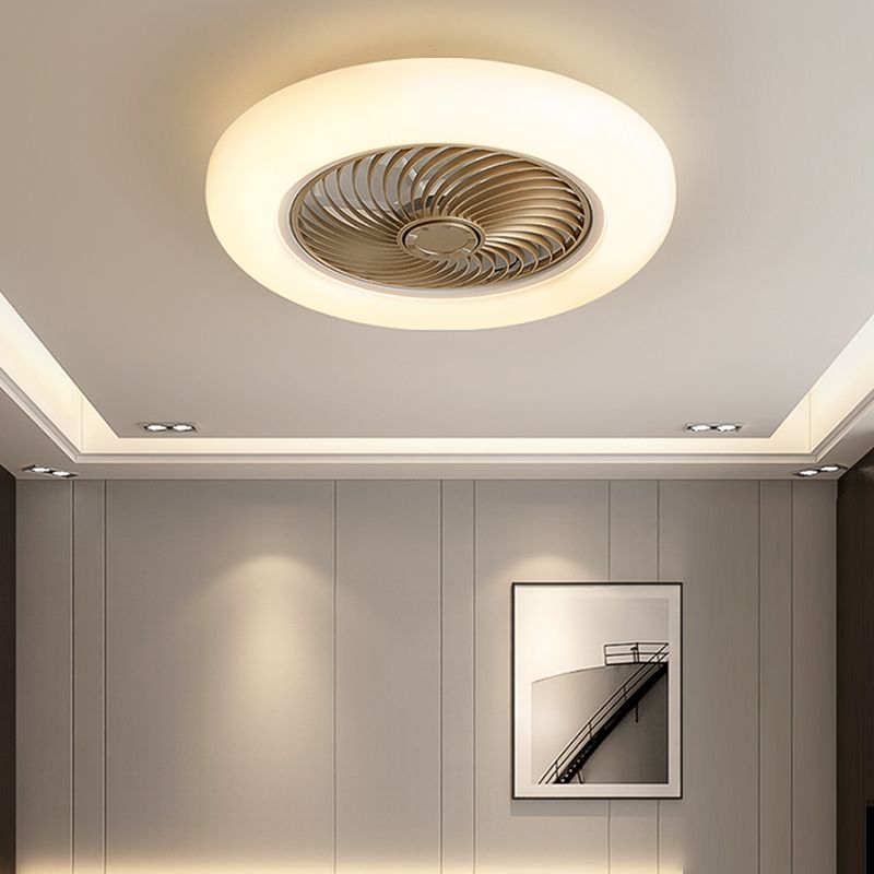 Stylish Minimalist Round Fan Lamp Acrylic Bedroom LED Semi Flush Mount Ceiling Light