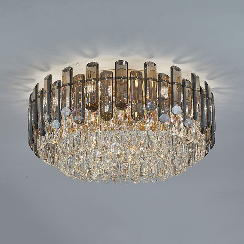 Crystal Drum Flush Mount Lighting Fixtures Modern 1 Light Flush Light