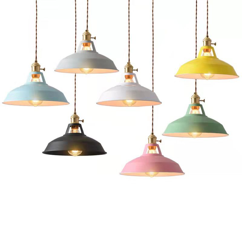 Macarons Industrial Barn Shade Pendant Licht metaal 1-licht hangerverlichting voor restaurant