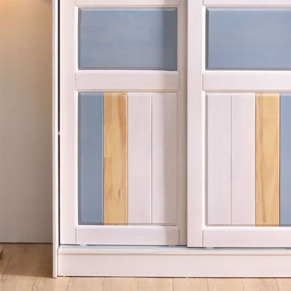 Modern Pine Solid Wood Wardrobe 1-drawer Youth Armoire, 47.2" D x 23.6" W x 79.9" H