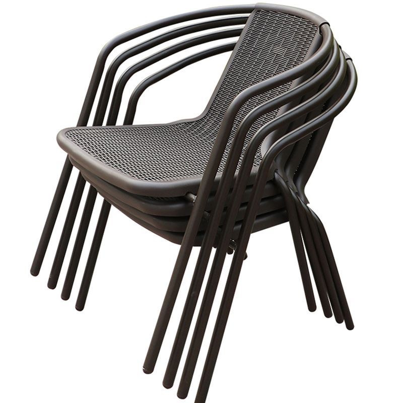 Modern Patio Dining Side Chair Teak Outdoor Bistro Chairs with Arm