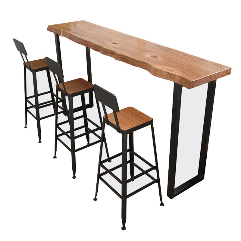 Pine Wood Bar Dining Table Modern Bar Table with Sled Base for Milk Tea Shop