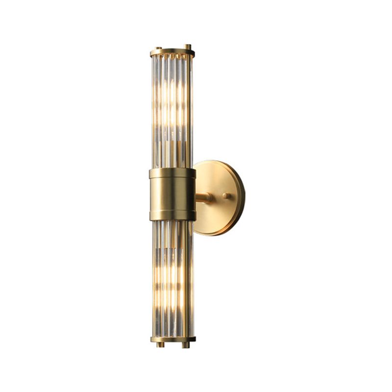 Postmodern Metal Wall Sconce Cylinder Shape Vanity Lamp with Glass Shade for Bathroom